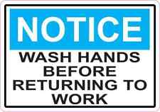 5x3.5 Notice Wash Hands Before Returning To Work Magnet Magnetic Restroom Sign picture
