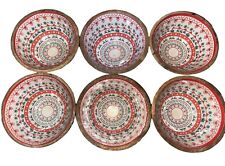 Six Handcrafted Wooden Holiday Bowls Made In India picture