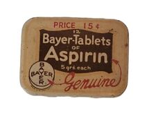 Vintage Bayer Aspirin Metal Tin 12 Tablet 15 Cents Genuine  picture