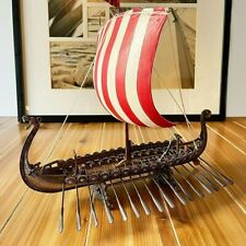 Decorative Handmade Viking Dragon Sailing Longboat Ship Home Décor Piece Gift picture