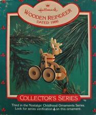 Hallmark Christmas Ornament Wooden Reindeer Nostalgic Childhood 3rd NEW 1986 picture