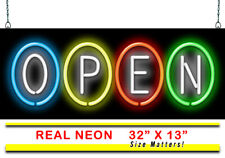 Open Neon Sign with Circle Borders Neon Sign | Jantec | 32