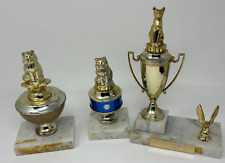 Vintage Cat Competition Trophies Lot of 3 on Marble Stands picture