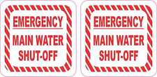 2.5in x 2.5in Emergency Main Water Shut-Off Vinyl Stickers Business Sign Decal picture