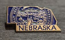 Blue Nebraska-Shaped Lapel Pin With State Flag Design Travel/Souvenir Pin picture