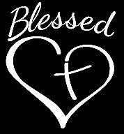 Blessed heart cross christian vinyl decal car bumper sticker 120 picture