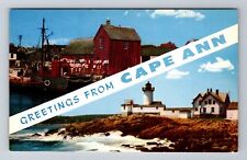 Rockport MA-Massachusetts, Eastern Point Light At Gloucester, Vintage Postcard picture