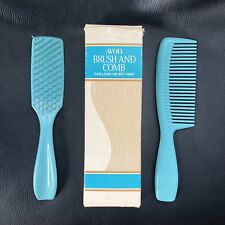 Vintage Avon Rectangle Brush & Comb Turquoise Aqua For Long Or Wet Hair NOS picture