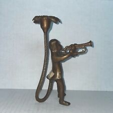 VTG Solo Brass Monkey Trumpet Candle Holder picture