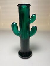 Vintage Heavy Green Glass Saguaro Cactus Candle Holder Candleholder 8-1/4