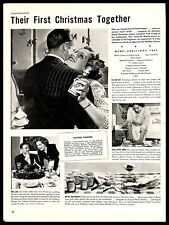 1945 Heinz 57 Sauce Vintage PRINT AD First Christmas Together Couple Dinner B&W picture