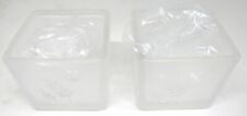 PartyLite P7235 Square Pair Frosted Glass Votive Candle Holders With leaf picture