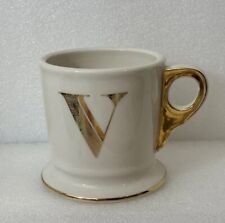 Anthropology Monogram V Coffee Mug  Gold Accents  picture