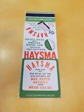 Vintage Matchbook Haysma Hayfever Cold Medicine 1940's 25 picture