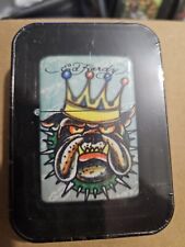 Ed Hardy Lighter Flip Top Refillable By Christian Audigier Bulldog With Case Tin picture