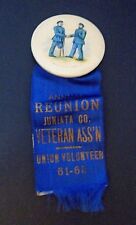 Rare Civil War Annual Reunion Juniata Co.Union Vols 1896 Celluloid Medal Ribbon picture