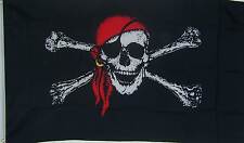 NEW 3ftx5ft RED BANDANA PIRATE FLAG DOUBLE SIDED better quality usa seller  picture