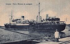 Port of Livorno Italy And Motorized Passenger Ship Vtg Postcard CP355 picture