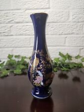 Vintage Japanese Lacquered Peacock Cloisonne Bud Vase 8.25”T picture