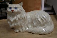 Gorgeous Vintage Pearlescent / Iridescent Ceramic Large White Persian Cat 16