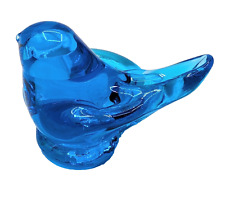 Vintage Bluebird of Happiness Candle Holder Signed 1990 Blue Art Glass Bird picture