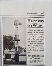 1906 New England Tank and Tower Co Wind Power Mill Boston Photo Vintage Print Ad picture