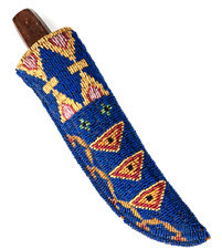 Knife Sheath Fully Beaded , Suede Leather Knife Cover with Beads Work picture
