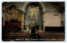 1912 St. Mark's Evangelist Lutheran Church Interior Atchison Kansas KS Postcard picture