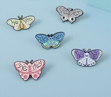 LGBT Transgender Pronoun Butterfly Design LGBTQ Trans Pronouns Pin Badge picture