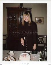 CAKE GIRL Vintage POLAROID Found Photograph BLACK AND WHITE Original 211 46 ZZ picture