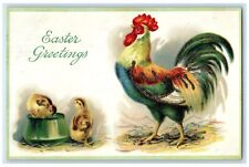 c1910's Easter Greetings Rooster Chicks Embossed Minneapolis Minnesota Postcard picture