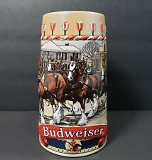 1986 Anheuser Busch Budweiser Holiday Embossed Beer Stein Mug picture