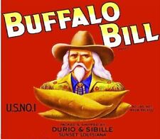 Buffalo Bill Brand Sweet Potato Yams Sunset Louisiana Vegetable Crate Label picture