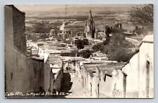 RPPC San Miguel De Allende Mexico Cathedral & Town Calle Alta Vtg Photo Postcard picture