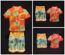 Vintage California CA Surf Hawaiian Shirt Trunks Shorts Salt and Pepper Shakers picture