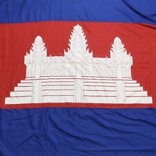 Vintage National Kingdom of Cambodia Cotton Flag 9x6 Ft Big Huge picture