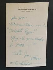1935 Jane Withers (Child star, actress) Autographed Note, Signed at the Age of 8 picture