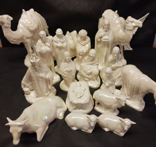 Nativity 19 Piece Ceramic Dated& Signed 1966 Bisque Glaze Mother of Pearl Finish picture