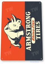ARMSTRONG TIRES 11 x 8 TIN SIGN AUTO AUTOMOBILE MECHANIC ADVERTISEMENT RHINO  picture