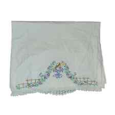 (2) Southern Belle Lady Woman Embroidered King Size Pillow Cases with lace picture