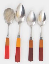 Vintage Translucent Red & Butterscotch Bakelite Spoons 4 pcs picture