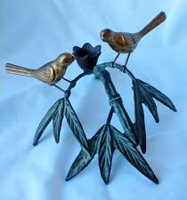 Vintage Bird Duo & Bamboo Brass Candlestick Holder, Andrea By Sadek picture