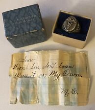 Rare WWI? Vintage US Army Sterling Silver Medical Corp Locket Ring w/ Love Note picture