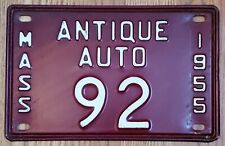 1955 MASSACHUSETTS MA ANTIQUE LICENSE PLATE , TAG# 92; Vintage picture