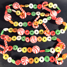 VINTAGE BLOW MOLD CANDY CHRISTMAS GARLAND SUGARED 8 FOOT STRAND picture