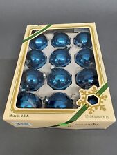 Marvelous 12 Pcs Vintage of Pyramid Blue Color Glass Christmas Tree Ornament picture