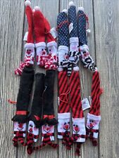 Lot Of 12 Candy Cane Covers Snowman Polka Dot Plaid Faces Hat 6” picture