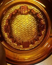 Amber Depression Glass 7.5 Inch Ashtray. Solid piece Multi Color VINTAGE picture