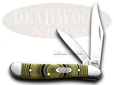 Case xx Peanut Knife Tree Rings Yellow Delrin 1/1000 Stainless Pocket Knives picture