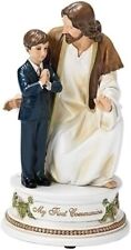 My First Communion Young Boy with Jesus Musical Figurine Play The Lord's Prayer picture